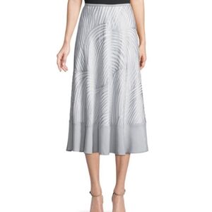 Nic + Zoe Satin Zebra Silver White ALine Skirt Sz 16 New With Tags nwt